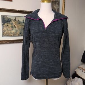 Columbia Women's Charcoal and Purple Quarter-Zip Sweatshirt